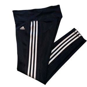 Adidas CLIMALITE Three-Stripe Black Leggings | Size Medium